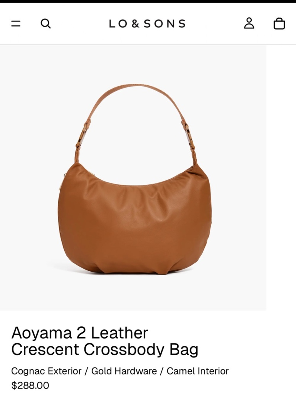 Lo and Sons Aoyama Leather Crescent Crossbody Bag-congnac exterior gold hardware